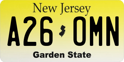 NJ license plate A26OMN