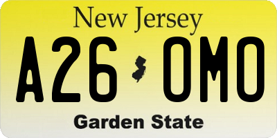 NJ license plate A26OMO