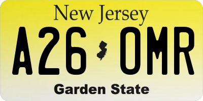 NJ license plate A26OMR
