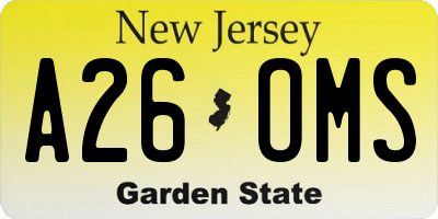 NJ license plate A26OMS