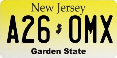 NJ license plate A26OMX