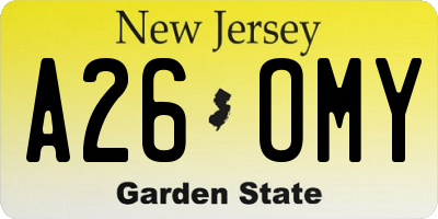 NJ license plate A26OMY