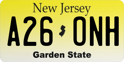 NJ license plate A26ONH