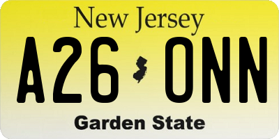 NJ license plate A26ONN
