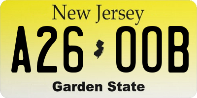 NJ license plate A26OOB
