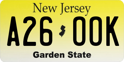 NJ license plate A26OOK