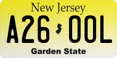 NJ license plate A26OOL