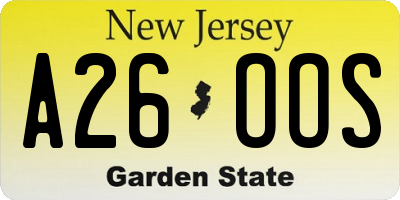 NJ license plate A26OOS