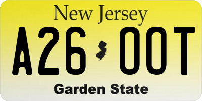 NJ license plate A26OOT