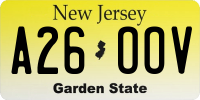 NJ license plate A26OOV