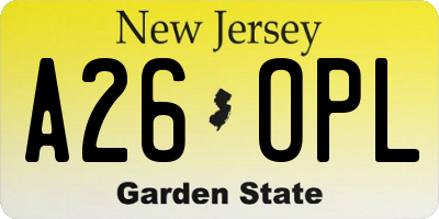 NJ license plate A26OPL