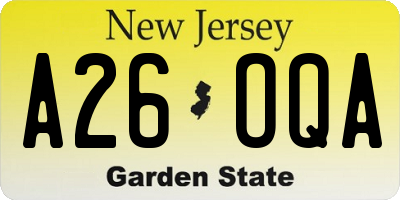 NJ license plate A26OQA