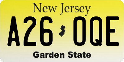 NJ license plate A26OQE