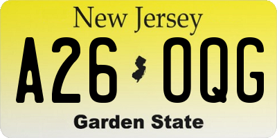 NJ license plate A26OQG