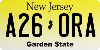 NJ license plate A26ORA