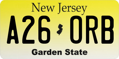 NJ license plate A26ORB