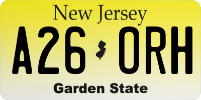 NJ license plate A26ORH