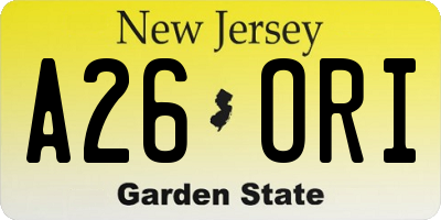 NJ license plate A26ORI