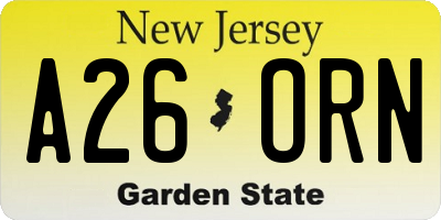 NJ license plate A26ORN