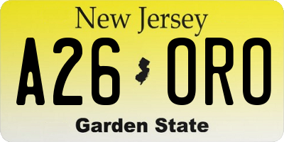 NJ license plate A26ORO