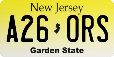 NJ license plate A26ORS