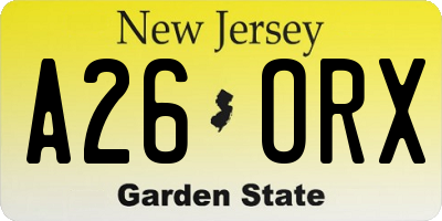 NJ license plate A26ORX