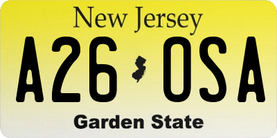 NJ license plate A26OSA