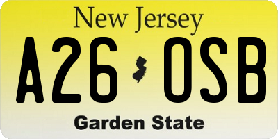 NJ license plate A26OSB