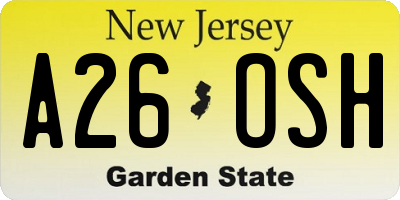 NJ license plate A26OSH