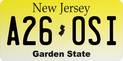 NJ license plate A26OSI