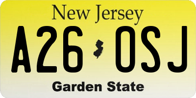 NJ license plate A26OSJ