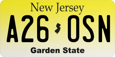 NJ license plate A26OSN