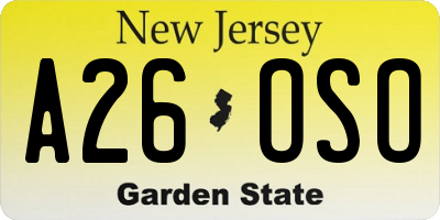 NJ license plate A26OSO