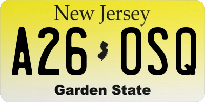 NJ license plate A26OSQ