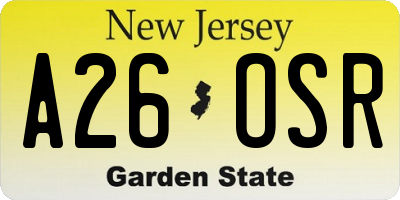 NJ license plate A26OSR