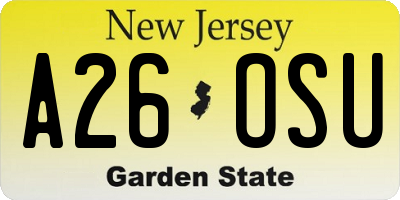 NJ license plate A26OSU