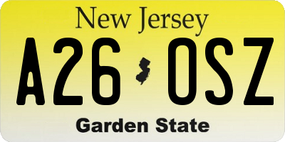 NJ license plate A26OSZ