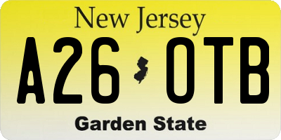 NJ license plate A26OTB