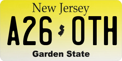 NJ license plate A26OTH