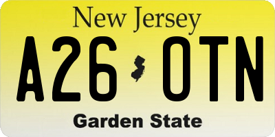 NJ license plate A26OTN