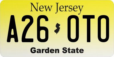NJ license plate A26OTO