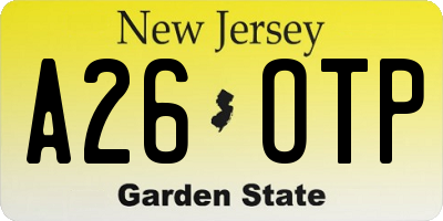 NJ license plate A26OTP