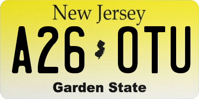 NJ license plate A26OTU