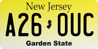 NJ license plate A26OUC