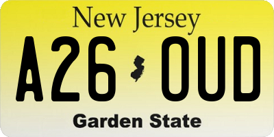 NJ license plate A26OUD