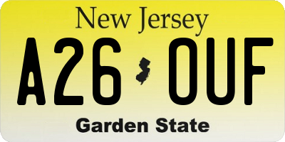 NJ license plate A26OUF