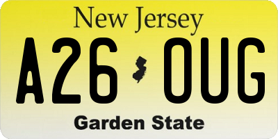 NJ license plate A26OUG