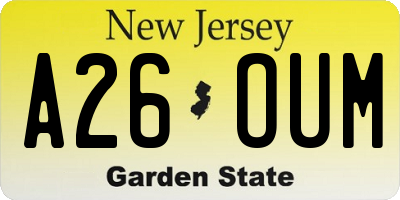 NJ license plate A26OUM