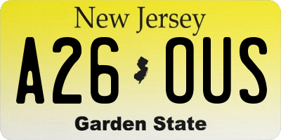NJ license plate A26OUS
