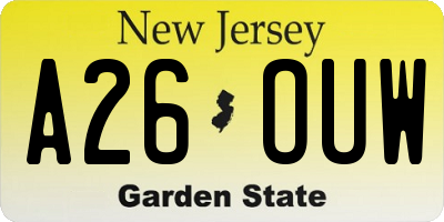 NJ license plate A26OUW